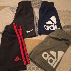 adidas Kids Olive Green and Navy Athletic Shorts Set